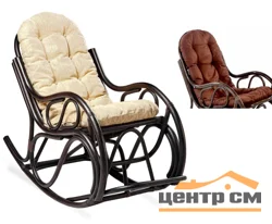 Кресло-качалка (неразборное) с коричневой подушкой, венге