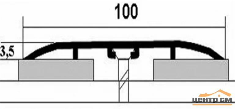 Порог АПС 012 алюминиевый 1800*100*3,5 мм одноуровневый (ОС-006)