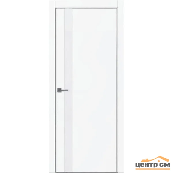 Дверь Uberture TAMBURAT Модель 4104 стекло лакобель белая, аляска суперматовая, кромка AL мат.хром 80
