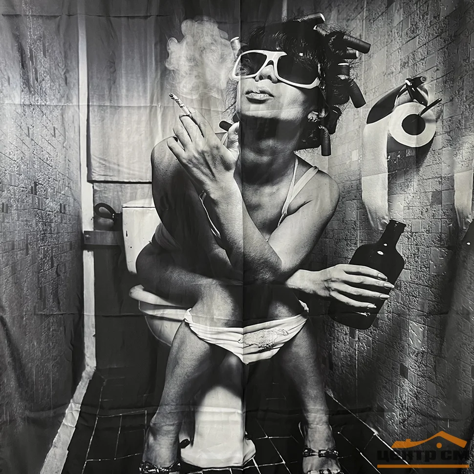 Штора для ванной BRIMIX полиэстер фотопечать, 180*200см, Дама с сигаретой, арт.02-28