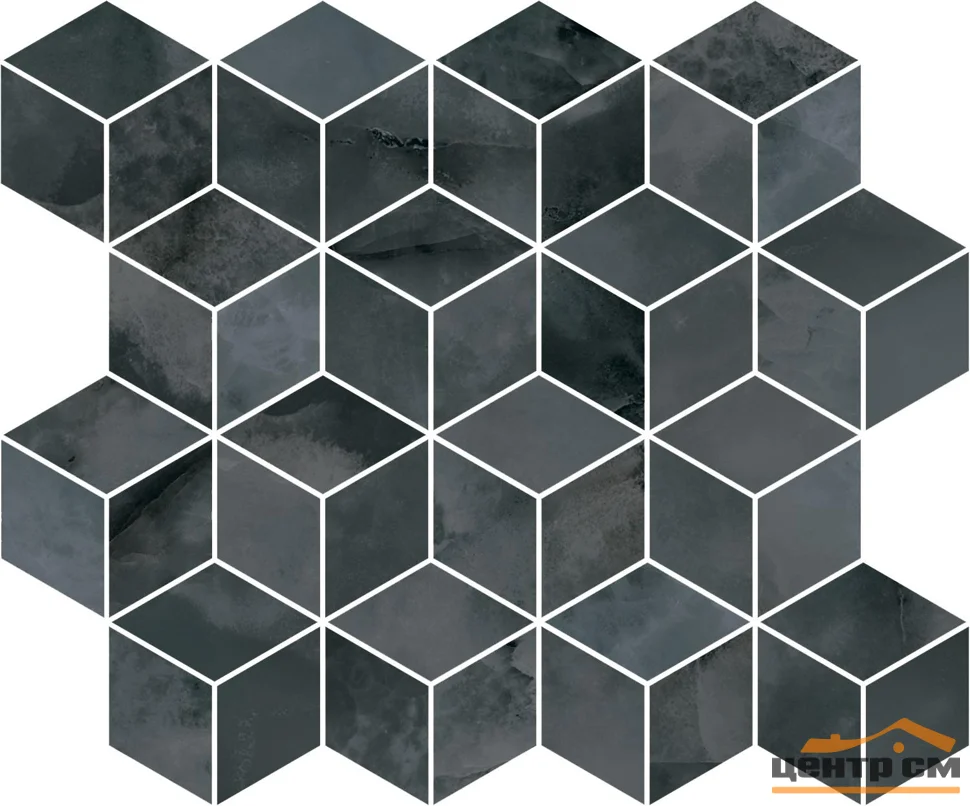 Плитка KERAMA MARAZZI Джардини декор серый темный мозаичный глянцевый 45х37,5 арт.T017\14024