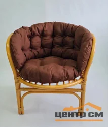 Кресло Багама с коричневой ушастой подушкой твилл , натуральный