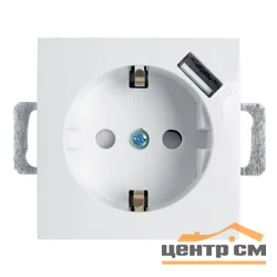 Розетка 1-местная (механизм) СП Stekker Эрна с заземлением и с USB (PST16-9111-01) белый