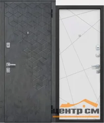 Дверь мет. FERRONI Феникс Линии 960х2050 "Л" бетон графит/велюр белый софт