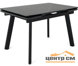Стол Татами-2С, размер 120х80 (+30+30), цвет Чёрный/МДФ/Чёрный мрамор/Black marble)+нога №5 чёрный