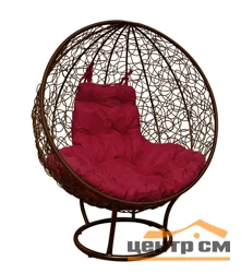 Кресло садовое ORBIS цвет коричневый, подушка бордо