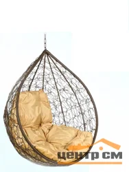 Подвесное кресло "КАПЛЯ" (БЕЗ СТОЙКИ), цвет - коричневый, подушка - бежевая