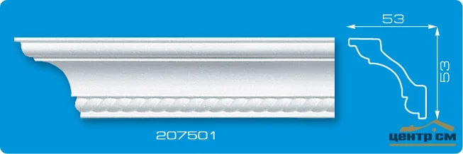 Плинтус потолочный ФОРМАТ 207501 инжекционный белый 2,0 м инд.упаковка