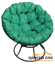 Кресло ПАПАСАН без ротанга, черное, зеленая подушка