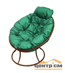 Кресло ПАПАСАН мини без ротанга коричневое, подушка зеленая