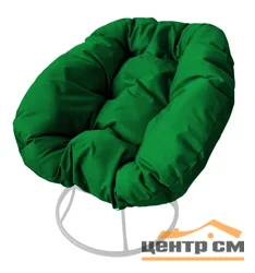 Кресло ПОНЧИК без ротанга белое, подушка зеленая