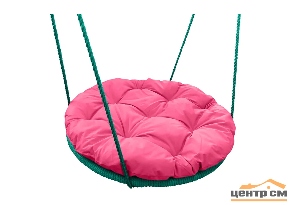 Качели ГНЕЗДО с подушкой 0,8 м, с оплёткой, розовая подушка