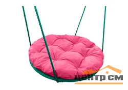 Качели ГНЕЗДО с подушкой 0,8 м, с оплёткой, розовая подушка