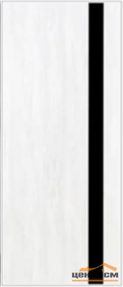 Дверь ТЕРРИ №45 Лофт Санторини, частичное ЧЕРНОЕ стекло 90, еврошпон (кромка БЕЛАЯ)
