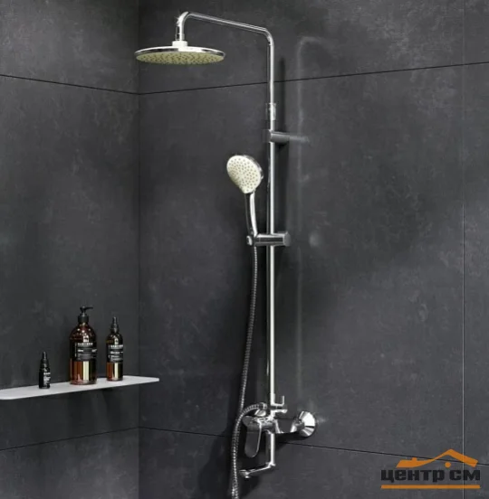 Система душевая AM.PM Sunny: смеситель для ванны и душа, верхний душ d220 мм, ручной душ 110 мм, 1 функция, хром