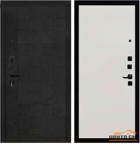 Дверь мет. REGIDOORS Quadro 877х2040х80 "Пр", Бетон графит темный, Меламин белый 6 мм