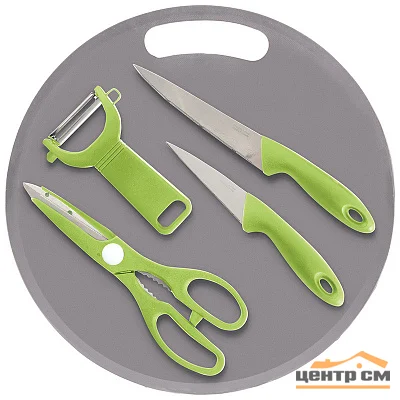 Набор кухонный MALLONY CLASSICO (5 предметов): нож 2шт., ножницы, овощечистка, разделочная доска