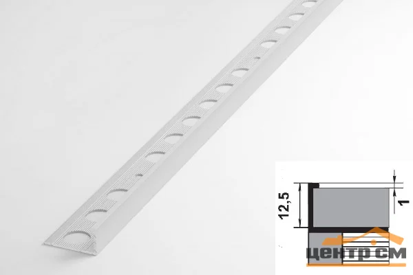 Профиль для плитки алюминиевый ПК 01-12 окантовочный (12,5 мм) 2700 мм Цвет: Белый матовый