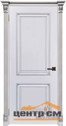 Дверь REGIDOORS Багет 32 глухая 60, эмаль белая (RAL 9003) + патина серебро