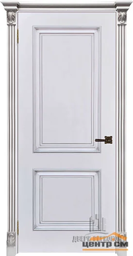 Дверь REGIDOORS Багет 32 глухая 80, эмаль белая (RAL 9003) + патина серебро