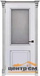 Дверь REGIDOORS Багет 32 со стеклом 60, эмаль белая (RAL 9003) + патина серебро