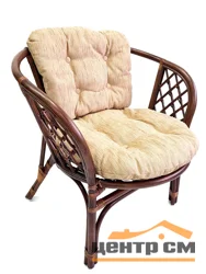 Кресло Багама с бежевой простой подушкой шенилл, орех