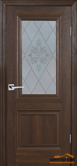 Дверь PROFILO PORTE PSB-27 стекло сатинат с худ. рисунком, дуб Оксфорд темный 60