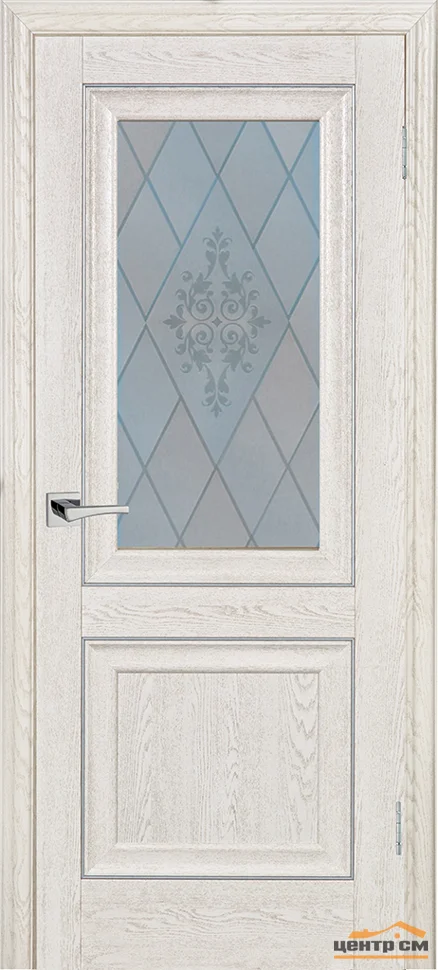 Дверь PROFILO PORTE PSB-27 стекло сатинат с худ. рисунком, дуб Гарвард Кремовый 90