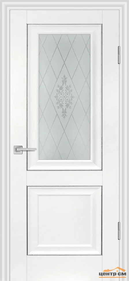 Дверь PROFILO PORTE PSB-27 стекло сатинат с худ. рисунком, пломбир 80