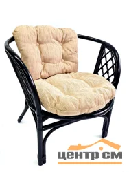 Кресло Багама с бежевой простой подушкой шенилл, венге