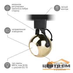 Светильник трековый однофазный ЭРА TR35-GU10 GD под лампу MR16 золото