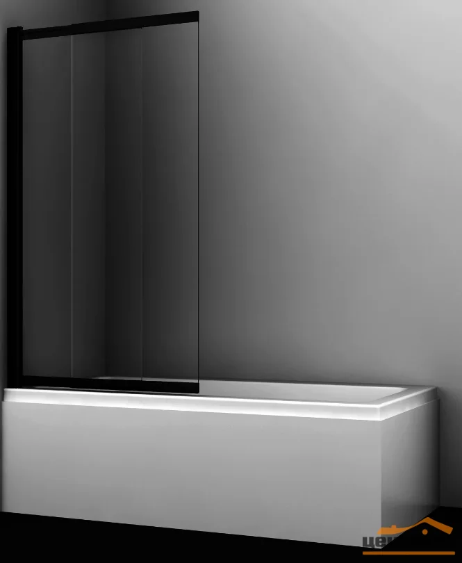 Шторка стеклянная для ванной WasserKraft WasserSchutz Dill 61S02-100, профиль черный, стекло прозрачное