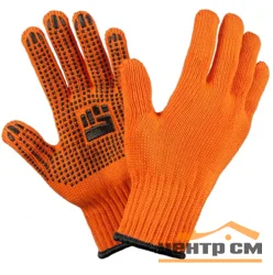 Перчатки трикотажные с ПВХ 6 нитка, оранжевые 10кл. ЛЮКС, 2-слойные, повышенной прочности