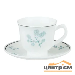 Пара чайная BY COLLECTION 818-592 Флорес (чашка 200мл., блюдце 14,5см) опаловое стекло, 21064