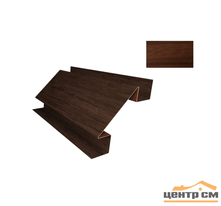 Планка угла внутреннего сложного Print Choco Wood (Шоколадное дерево) для М/сайдинга Блок-Хаус NEW 3м.п.