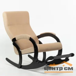 Кресло-качалка с подножкой 33-Т-АВ, велюр бежевый, каркас черный