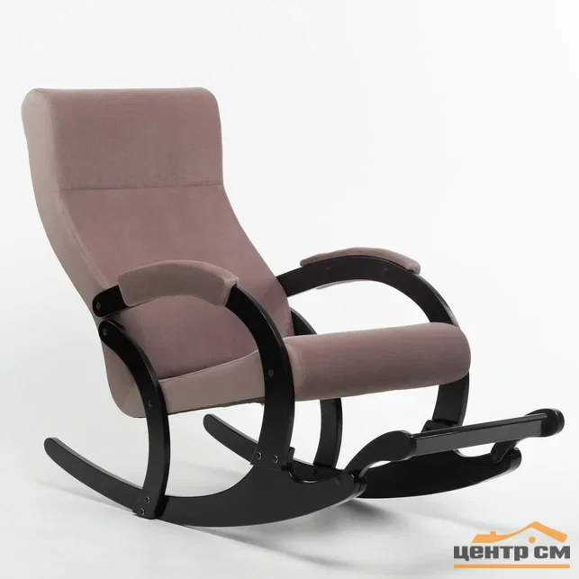 Кресло-качалка с подножкой 33-Т-AJ, велюр светло-коричневый, каркас черный