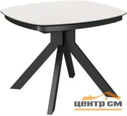 Стол Сохо-1С, размер 100х90 (+32), цвет Чёрный/МДФ+PVC Чёрный/White marble)+нога №111Q чёрный