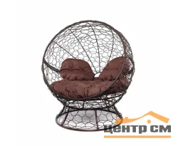 Кресло АПЕЛЬСИН с ротангом коричневое, коричневая подушка