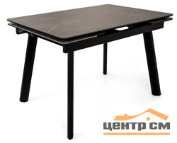 Стол Татами-3С, размер 140х85 (+30+30), цвет Чёрный/МДФ+PVC Черный/ Armani Grey)+нога №5 чёрный