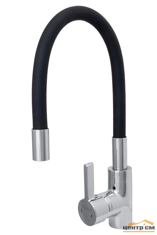 Смеситель stMIRA для кухни с гибким изливом (чёрный), длина 48 см, картридж 35 мм, крепление на гайке, арт. 5098-2