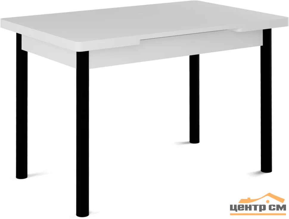 Стол Милан-1 EVO 110х70 (+30+30) (Белый цемент) + Нога №04 (чёрный)