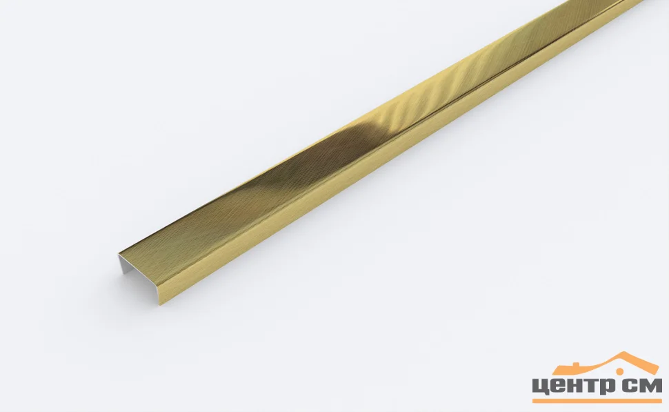 Профиль разделительный 20 мм для кафеля высотой 8мм, кросс-брашинг нерж.сталь ПП 04-8НСК(304).2700.002 золото