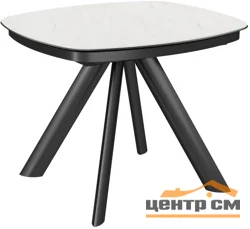 Стол Сохо-2С, размер 120х90 (+32), цвет Чёрный/МДФ+PVC Чёрный/White marble)+нога №110Е чёрный