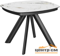 Стол Сохо-1С, размер 100х90 (+32), цвет Чёрный/МДФ+PVC Чёрный/Black marble)+нога №110Е чёрный