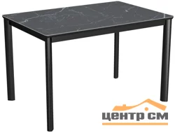 Стол Римини-2C 120х80 (+45) (цвет Чёрный/МДФ+PVC Чёрный/Black marble) + нога №9 (чёрный)