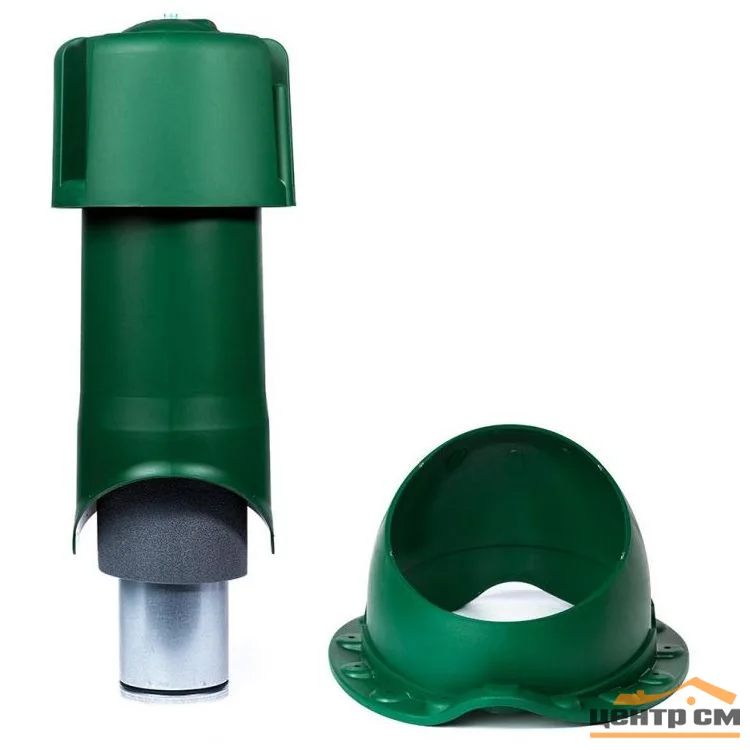 Комплект кровельного выхода вентиляции KROVENT Wave125is зеленый для металлочерепицы