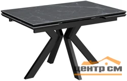 Стол Сумо-2С, размер 120х80 (+30+30), цвет Чёрный/МДФ +PVC Чёрный/Black marbel)+нога №125Q чёрный