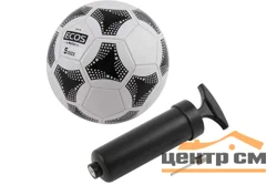 Мяч футбольный ECOS MOTION с насосом FB139P (№5, двухцветный, машинная сшивка, ПВХ)