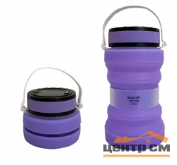 Бутыль-фонарь силиконовая складная с солнечной батареей два уровня яркости + мерцание фиолетовая Фарлайт